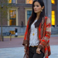 aztec vest autun rood oranje