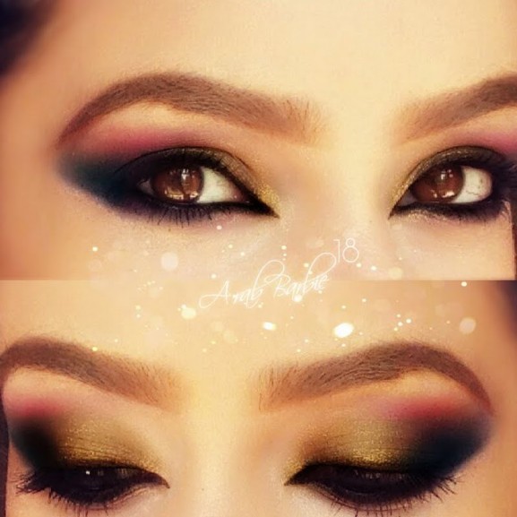 groen gele kerst make up look smokey eye