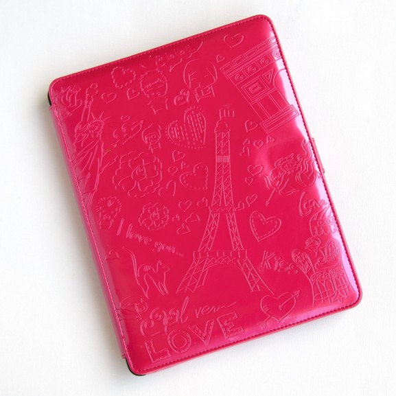 Fuchsia--roze-i-love-you-glanzend-romantische-tablethoes-voor-de-iPad-2 roze hoes