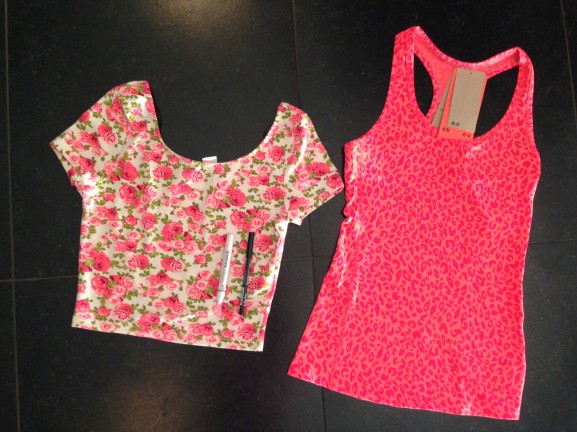 Krop top bloemen en panter print koraal hempje fitness