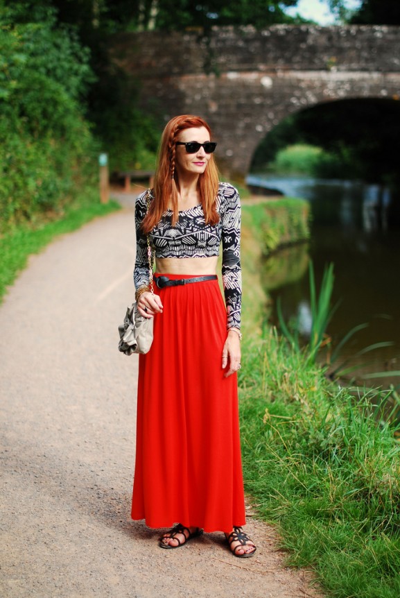 top crop maxi skirt red howto wear