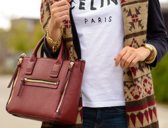 Mango-bordeaux-rood-aztec-tshirt-celine-paris