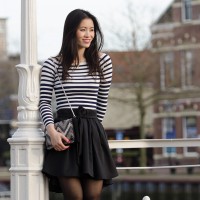 Harlingen striped top black skirt