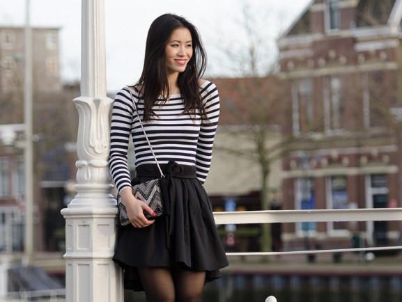 Harlingen striped top black skirt