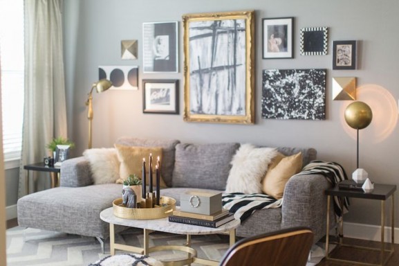 Gold and grey wall