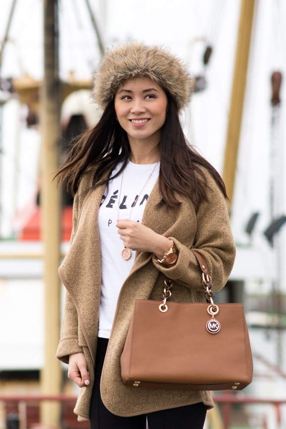 Sheinside-coat-brown-hat-fluffy-russian