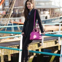 Black-outfit-Pink-Flower-blouse